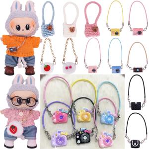 인형 미니 크로스 바디 가방 만화 모델 카메라 펜던트 인형 액세서리 15-17cm 봉제 Labubu 인형 선물, 소녀의 인형 집 장난감