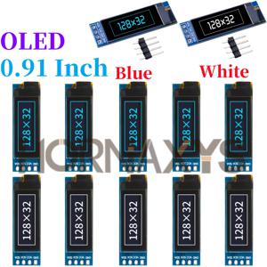 0.91 인치 128x32 IIC I2C 흰색/파란색 OLED LCD 디스플레이 DIY 모듈 SSD1306 드라이버 IC DC 3.3V 5V arduino 용