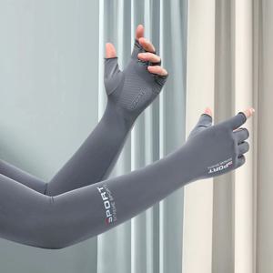 여름 냉각 팔 슬리브 커버 솔리드 컬러 UV Sun Anti Slip Arm Sleeves 러닝 사이클링 농구에 적합