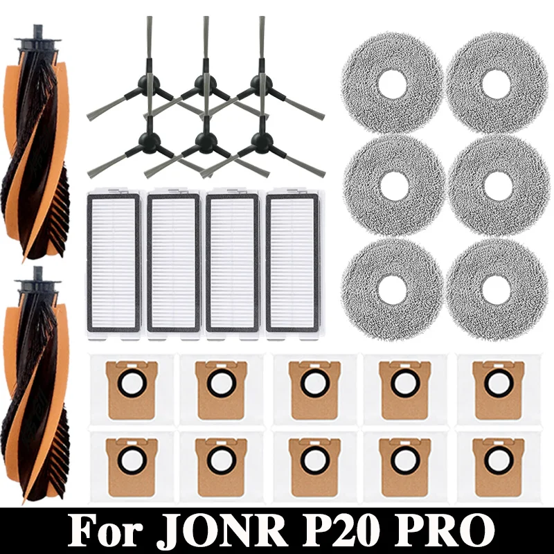 JONR P20 PRO 로봇 진공 청소기 액세서리 메인 사이드 브러시 Hepa 필터 걸레 천 교체
