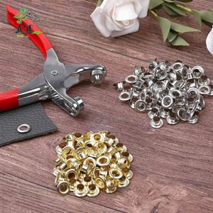 A05E-401Pcs 1/4인치 6Mm 그로멧 아일렛 플라이어 키트, 금색과 은색의 400개의 금속 아일렛이 포함된 그로멧 도구 키트, 아일렛 그로밋