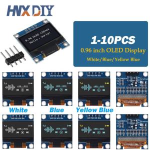 1-10pcs 0.96 인치 IIC 직렬 흰색/파란색/노란색 파란색 OLED 디스플레이 모듈 Arduino 용 128X64 I2C SSD1306 12864 LCD 스크린 보드