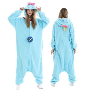 블루 동물 Kigurumi 성인 Onesies 여성 남성 잠옷 할로윈 의상 코스프레 점프 슈트 크리스마스 선물