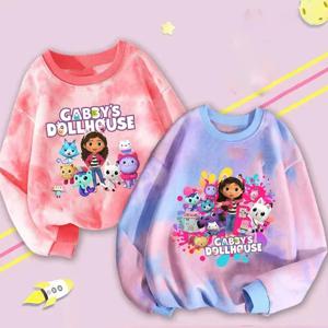 Gabby Dollhouses 운동복 소녀 옷 어린이 애니메이션 캐릭터 패턴 Kawaii 풀오버 긴 소매 어린이 파티 휴일 선물