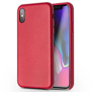 QIALINO 클래식 리치 질감 송아지 가죽 정품 가죽 코팅 플라스틱 얇은 커버 액세서리 iPhone X/ XS 5.8 인치 - 레드