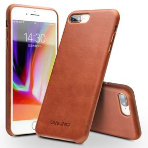 QIALINO 정품 가죽 코팅 PC 휴대폰 iPhone 8 Plus/7 Plus 5.5인치용 후면 케이스 - 브라운