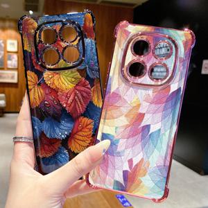 POCO X6 C65 X5 5G M6 Pro 4G M7 C75 럭셔리 리프 클리어 도금 케이스 안티 드롭 커버