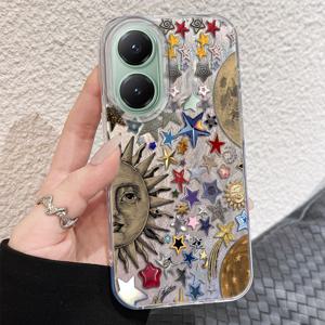 레트로 스타일 얼굴 태양 별 만화 Xiaomi Mi 13T 14T Pro 11 Lite NE 5G 커플 소녀 쉘 실리콘 백 TPU 커버