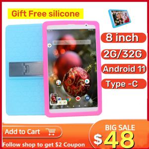 뜨거운 판매 A133 안드로이드 11 태블릿 8 인치 2GB RAM 32GB ROM 유형-C 쿼드 코어 64 비트 쿼드 코어 1280*800 IPS 스크린 듀얼 카메라