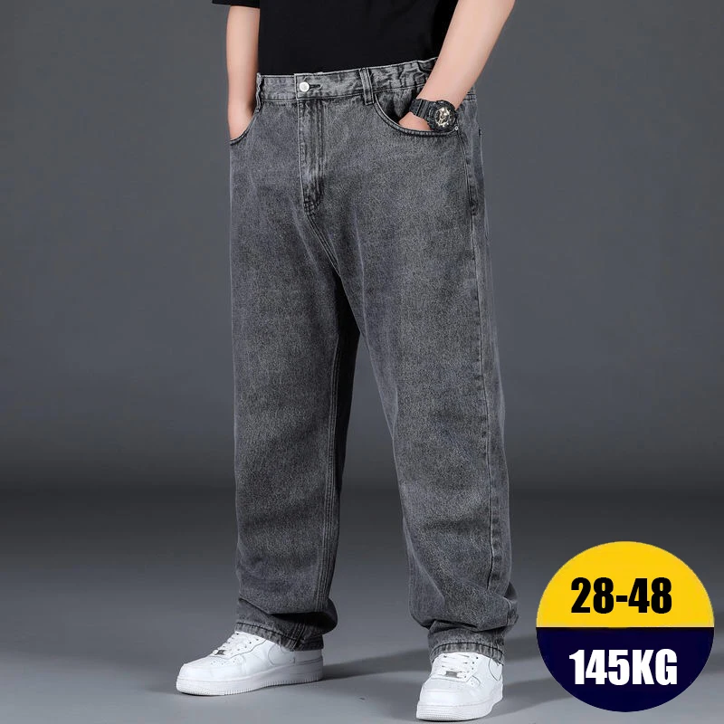 10XL 특대 청바지 남성 봄 패션 streetwear 플러스 사이즈 카고 청바지 부드러운 코튼 느슨한 헐렁한 캐주얼 청바지 아빠 남편을위한