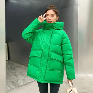 여성용 오버사이즈 아웃웨어 코튼 다운 코트, 솔리드 후드, 두꺼운 블랙 커피, 여성 파카, 미들 롱 재킷, 겨울