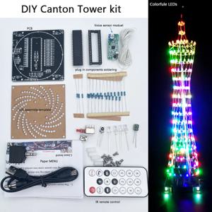 Diy 전자 납땜 키트 LED 다채로운 캔톤 타워 라이트 16*16 전자 실용 교육 납땜
