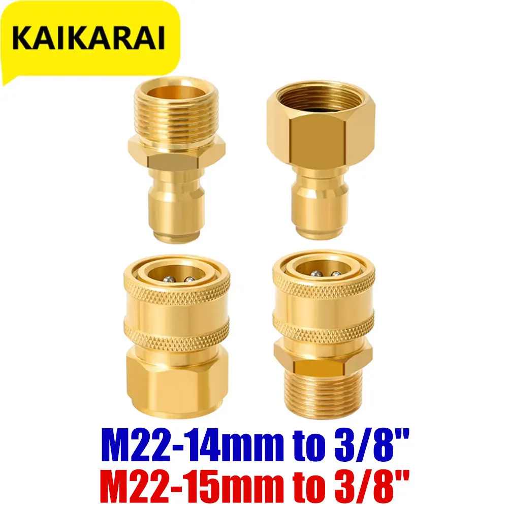 압력 와셔 빠른 연결 해제 어댑터 세트 M22-15mm ~ 3/8 워터 펌프에 호스 부착용 퀵 릴리스 커플러 5000 PSI