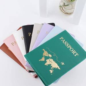 1PCS PU 가죽지도 여권 커버 케이스 카드 홀더 패션 지갑 여성 또는 남성을위한 비행을위한 경량 여행 액세서리