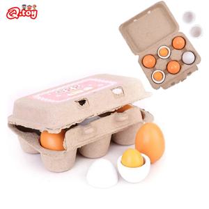 6pcs 시뮬레이션 나무 계란 장난감 세트 어린이 놀이 나무 음식 계란 노른자 주방 음식 어린이 키즈 교육 몬테소리 장난감