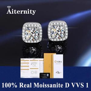 D VVS1 패스 다이아몬드 테스터 펜 여성을위한 Moissanite 스터드 귀걸이 100% 진짜 925 스털링 실버 2 GRA 인증서 Moissanita