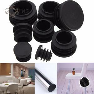 10Pcs 블랙 라운드 플라스틱 커버 가구 다리 플러그 블랭킹 엔드 캡 삽입 플러그 라운드 파이프 튜브 마개 8 크기