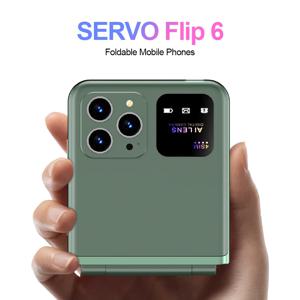 기존 서보 플립 6 휴대 전화 4SIM 카드 대기 GSM 네트워크 매직 음성 통화 녹음 토치 접이식 핸드폰 무료 전화 케이스