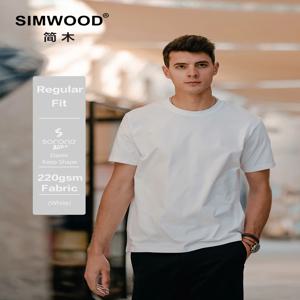 SIMWOOD 2025 여름 뉴 레귤러 피트 220gsm 빠른 건조 시원한 느낌의 패브릭 티셔츠 남성 러닝 체육관 운동 통기성 탑