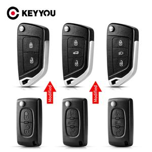 KEYYOU 시트로엥 С2 C4 С3 С5 C6 푸조 107 207 307 407 306 308 408 508 파트너 CE0523 CE0536 수정 된 자동차 키 쉘 케이스