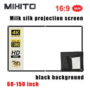 MIXITO 두꺼운 16:9 비율 검정색 배경 우유 실크 프로젝터 스크린 고화질 야외 또는 사무실 또는 홈 프로젝션 스크린