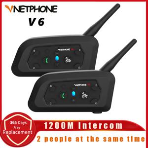 Vnetphone V6 오토바이 블루투스 헬멧 헤드셋 인터폰 1200M 오토바이 6 라이더 BT 무선 방수 인터폰 MP3
