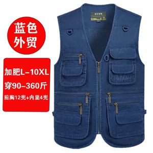 150KG 8XL 9XL 10XL 새로운 남성 여름 빅 사이즈 코튼 민소매 조끼 많은 16 포켓 남성 멀티 포켓 사진 양복 조끼