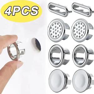 4Pcs 플라스틱 싱크 구멍 오버플로 커버 주방 욕실 분지 트림 목욕 배수 캡 싱크 워시 분지 라운드 오버플로 링 플러그