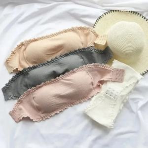 여성용 스트랩리스 란제리 튜브 탑 속옷, 심리스 보이지 않는 브라렛, 섹시한 단색 브라 크롭탑