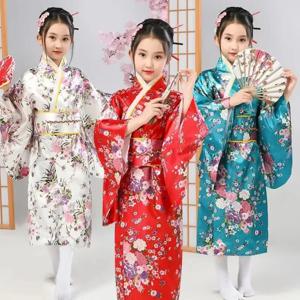 일본 패션 어린이 일본 기모노 전통 드레스 프린트 유카타 가운 초등학생 쇼 사진 드레스