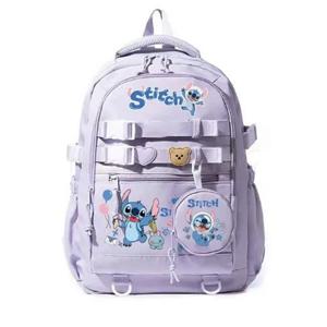 MINISO 디즈니 스티치 인기 어린이 십대 학교 가방 대용량 패션 학생 배낭 소녀 여행 배낭 Mochila 선물