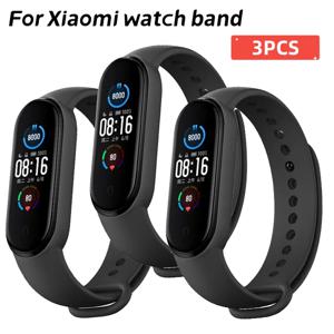 Mi Band 7 6 4 5 3 팔찌 Xiaomi Mi 밴드 스트랩 실리콘 스포츠 교체 팔찌 Smartwatch 액세서리 용 3Pcs 시계 밴드