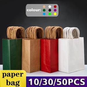 10/30/50pcs 핸들 쥬얼리 쇼핑 가방과 휴일 파티 선물 가방 크리스마스 발렌타인 데이 결혼 선물 컬러 종이 가방