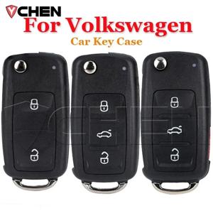 차량용 접이식 쉘 케이스, 폭스바겐 티구안 파사트 CC 골프 Mk6 시트용, 스코다 옥타비아 5K0837202AD 키 하우징 커버