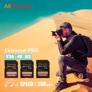 SanDisk 기존 SD 카드 울트라 32GB SDHC 64/128/256/512GB SDXC 메모리 카드 C10 USH-1Extreme PRO/U3/4K/V30 카메라 자동차 DV SLR용