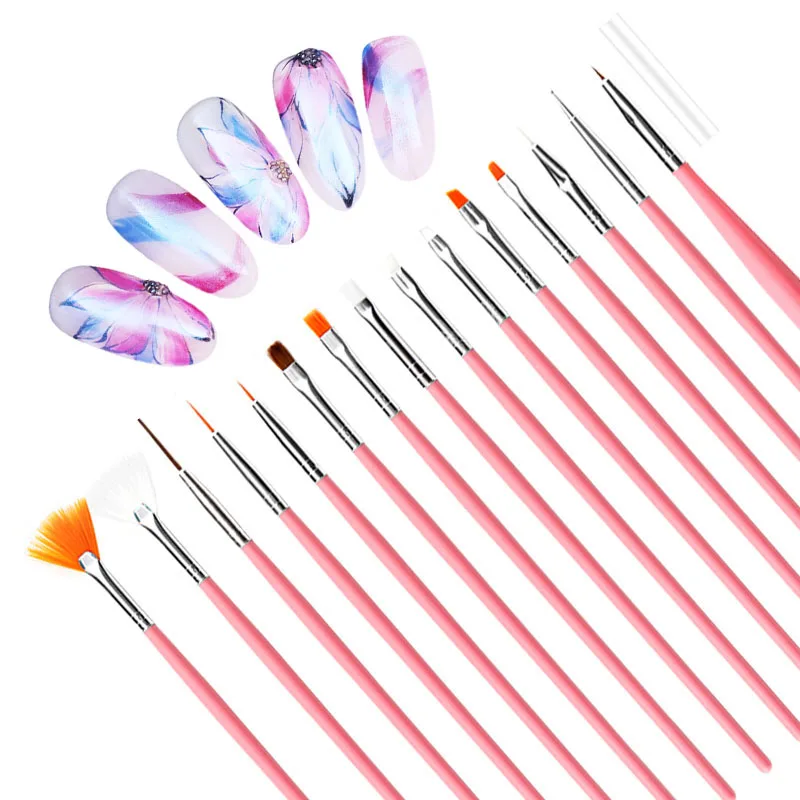 YIKOOLIN 15pcs 네일 아트 페인팅 브러쉬 세트 UV 젤 매니큐어 펜 브러쉬 아크릴 네일 디자인 키트 DIY ​ 폴란드어 그림 도구