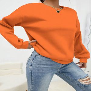 단색 멀티 컬러 여성 후디, 편안한 캐주얼 의류, 루즈 트렌디 맨투맨, 가을 크루넥 여성 풀오버