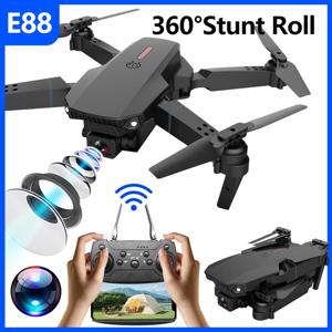 원클릭 신형 드론 E88 UAV 360 도 회전 접이식 미니 리모컨, WIFI 항공 사진 쿼드콥터 장난감 헬리콥터