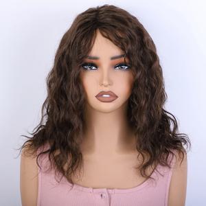 매끄러운 33 브라운 컬러 인모 가발 여성용 100% 실제 착용 가능 바디웨이브 짧은 가발 4 #   브라운 컬러 바디웨이브 헤어 가발
