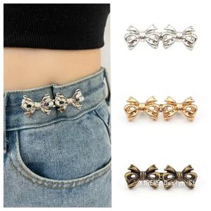 바지와 스커트에 대 한 2Pcs Bowknot 단추 조절기 허리 강화제 청바지에 대 한 조정 가능한 허리 버클 바느질 필요 없음