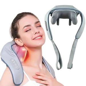 목 및 어깨 마사지 목도리 가열 반죽 6D 마사지 헤드 딥 마사지 및 근육 이완 조절 가능한 웨어러블 마사지