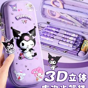 3D Kuromi Melody Cinnamoroll 연필 케이스 만화 대용량 편지지 가방 연필 케이스