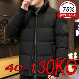 대형 파카 남성용 M-8XL 겨울 두꺼운 후드 패딩 코트 짧은 툴링 지퍼 슬림 심플 솔리드 컬러 블랙 다운 재킷