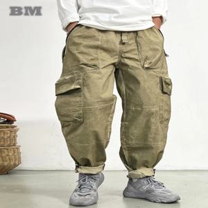 남성용 고품질 빈티지 카고 바지 플러스 사이즈 디스트레스드 스트레이트 팬츠 일본 streetwear 하라주쿠 카키 헐렁한 바지