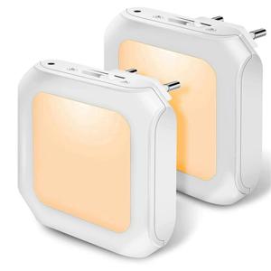 LED 야간 램프, 밝기 조절 따뜻한 흰색 무선 캐비닛 조명, EU 미국 영국 플러그 인 야간 조명, 어린이 침실 자동 황혼에서 여명 센서