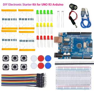 UNO R3 Arduino 회로 기판 전자 프로그래밍 가능 엔지니어링 코딩 교육 STEAM 용 12in1 DIY 전자 스타터 키트