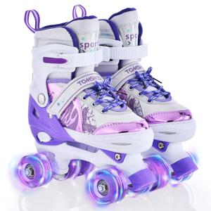 TOMSHOO 롤러 스케이트 소녀 소년 용 어린이 4 크기 조절 가능 라이트 업 Patines Roller para Niñas Niños Tallas Ajustables