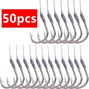 5Pack/50 후크 물고기 도구 묶여 좋은 강한 말 라인 더블 후크 쌍 후크 물고기 후크 낚시 장비 액세서리 하위 라인 후크