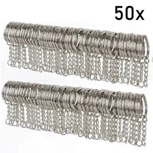 50개 은도금 금속 빈 키링 열쇠고리 스플릿 링 키홀더 링 여성 남성 DIY 키체인 키링 액세서리