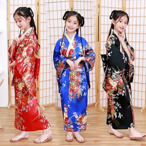 원피스 일본 목욕 가운 프린트 기모노 세트, 여아 코스프레, 학교 공연, 초등학생용 전통